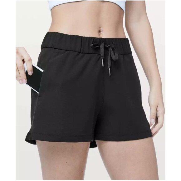 Lululemon ON THE FLY Black Athletic 2.5" Shorts w/ Drawstring Waist Womens Sz 12 - Picture 3 of 7
